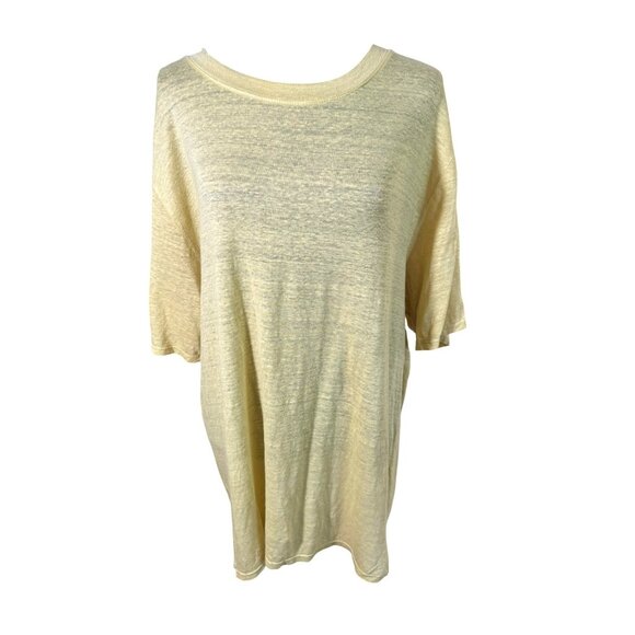 Project Social T LA Linen Large Pale Yellow Short Sleeve Tunic Top Sustainable - Picture 1 of 6